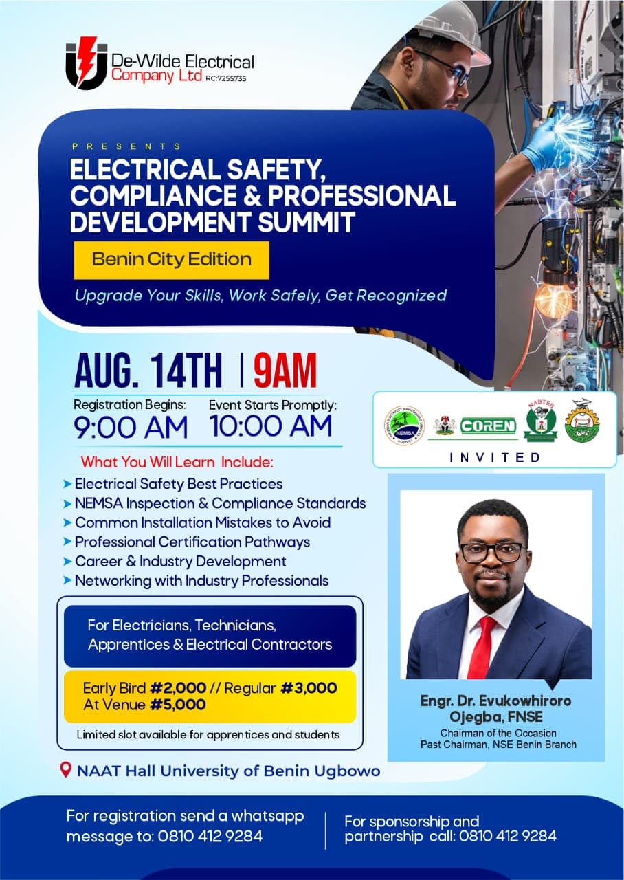 Electrical Safety, Compliance and Professional Development Summit flyer